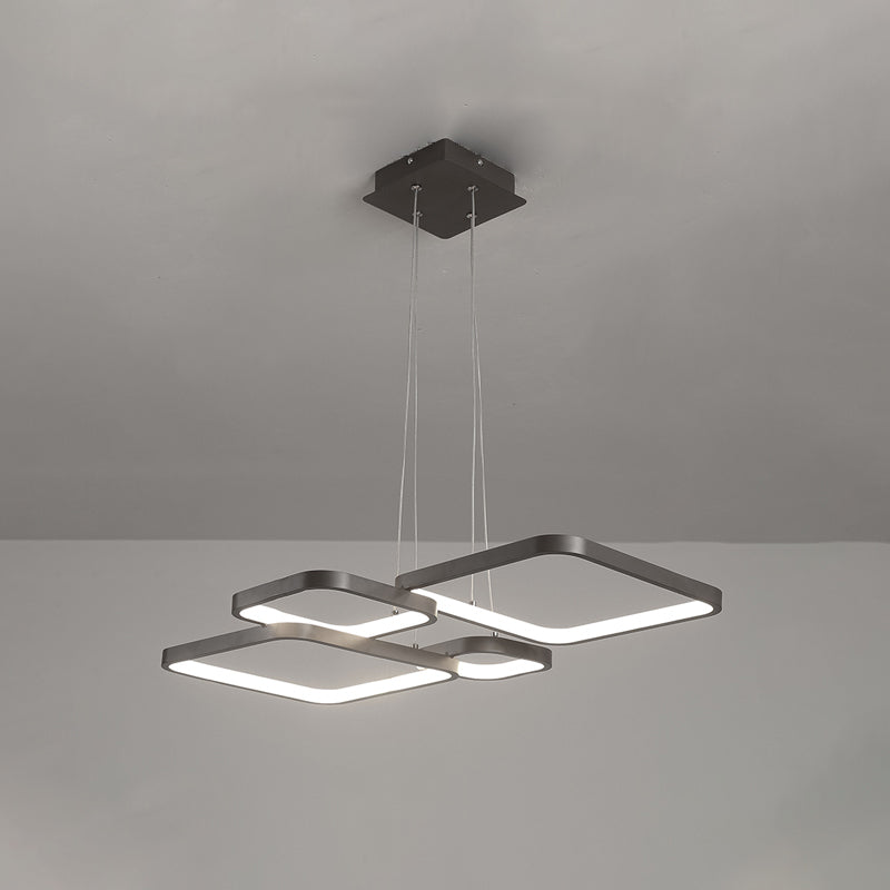 Brown 4/5 Tiered Chandelier Lighting Simplicity Acrylic Square LED Ceiling Pendant in Warm/White Light Clearhalo 'Ceiling Lights' 'Chandeliers' 'Modern Chandeliers' 'Modern' Lighting' 1968651