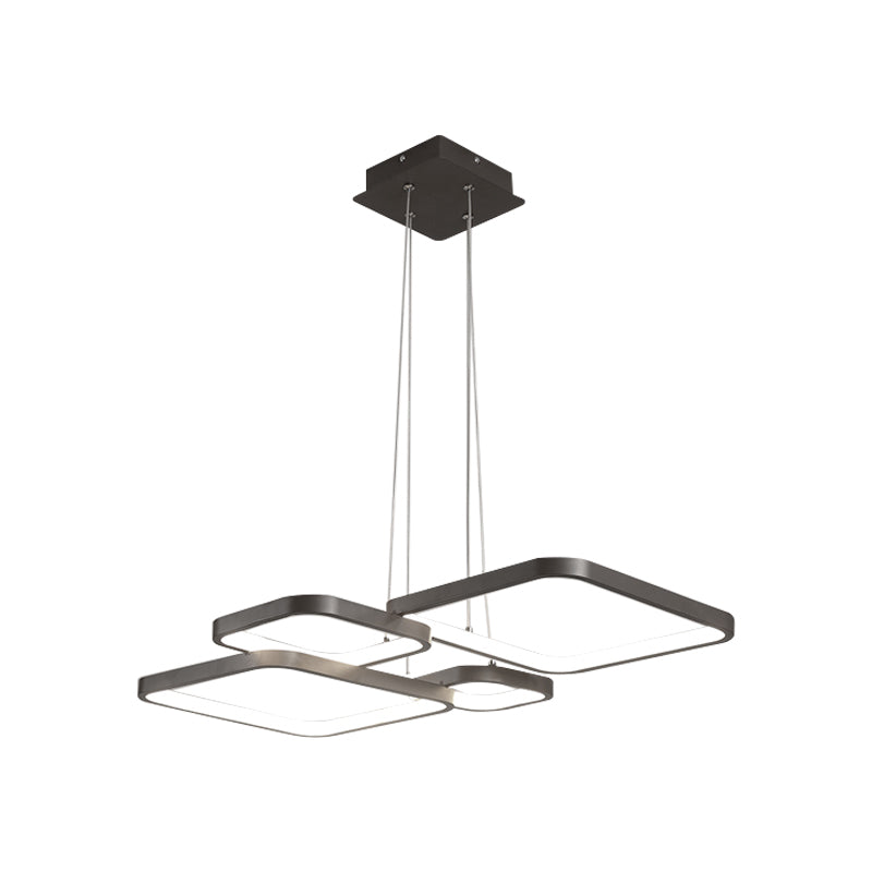 Brown 4/5 Tiered Chandelier Lighting Simplicity Acrylic Square LED Ceiling Pendant in Warm/White Light Clearhalo 'Ceiling Lights' 'Chandeliers' 'Modern Chandeliers' 'Modern' Lighting' 1968652