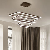 Rectangular 3/4/5 Tiers Hanging Pendant Contemporary Acrylic Coffee LED Chandelier Lamp Coffee 5 Tiers Clearhalo 'Ceiling Lights' 'Chandeliers' 'Modern Chandeliers' 'Modern' Lighting' 1968667