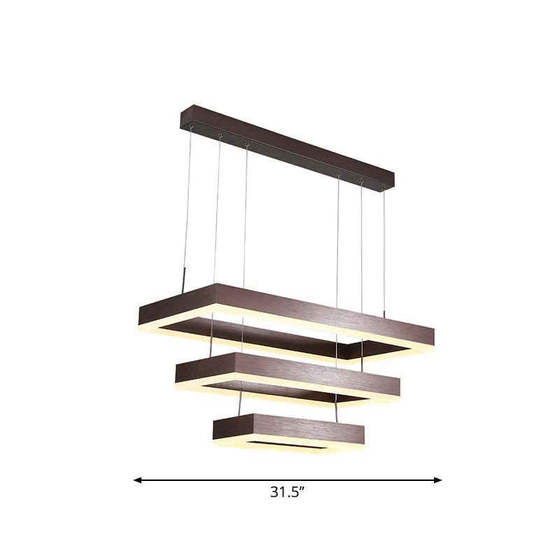 Modern LED Chandelier Coffee 2/4/5 Tiered Tapered Rectangular Pendant Light with Acrylic Shade Clearhalo 'Ceiling Lights' 'Chandeliers' 'Modern Chandeliers' 'Modern' Lighting' 1968700