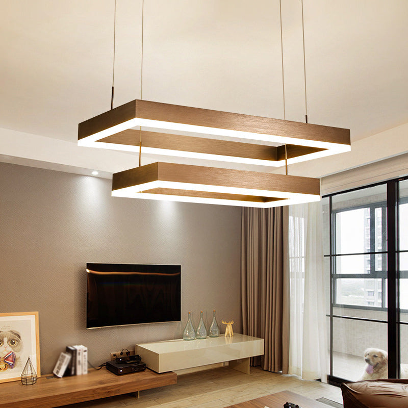 Modern LED Chandelier Coffee 2/4/5 Tiered Tapered Rectangular Pendant Light with Acrylic Shade Clearhalo 'Ceiling Lights' 'Chandeliers' 'Modern Chandeliers' 'Modern' Lighting' 1968706