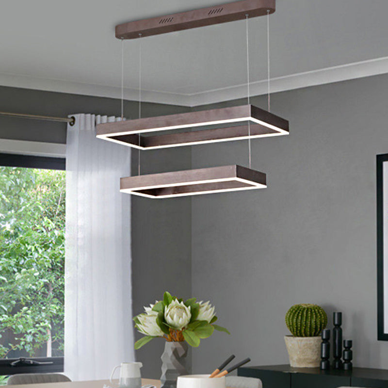 Modern LED Chandelier Coffee 2/4/5 Tiered Tapered Rectangular Pendant Light with Acrylic Shade Clearhalo 'Ceiling Lights' 'Chandeliers' 'Modern Chandeliers' 'Modern' Lighting' 1968707
