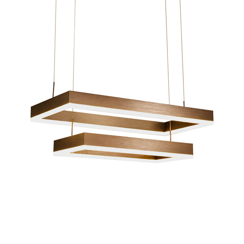 Modern LED Chandelier Coffee 2/4/5 Tiered Tapered Rectangular Pendant Light with Acrylic Shade Clearhalo 'Ceiling Lights' 'Chandeliers' 'Modern Chandeliers' 'Modern' Lighting' 1968708