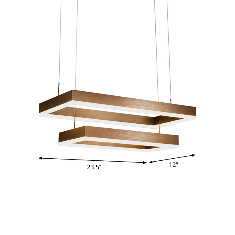 Modern LED Chandelier Coffee 2/4/5 Tiered Tapered Rectangular Pendant Light with Acrylic Shade Clearhalo 'Ceiling Lights' 'Chandeliers' 'Modern Chandeliers' 'Modern' Lighting' 1968709