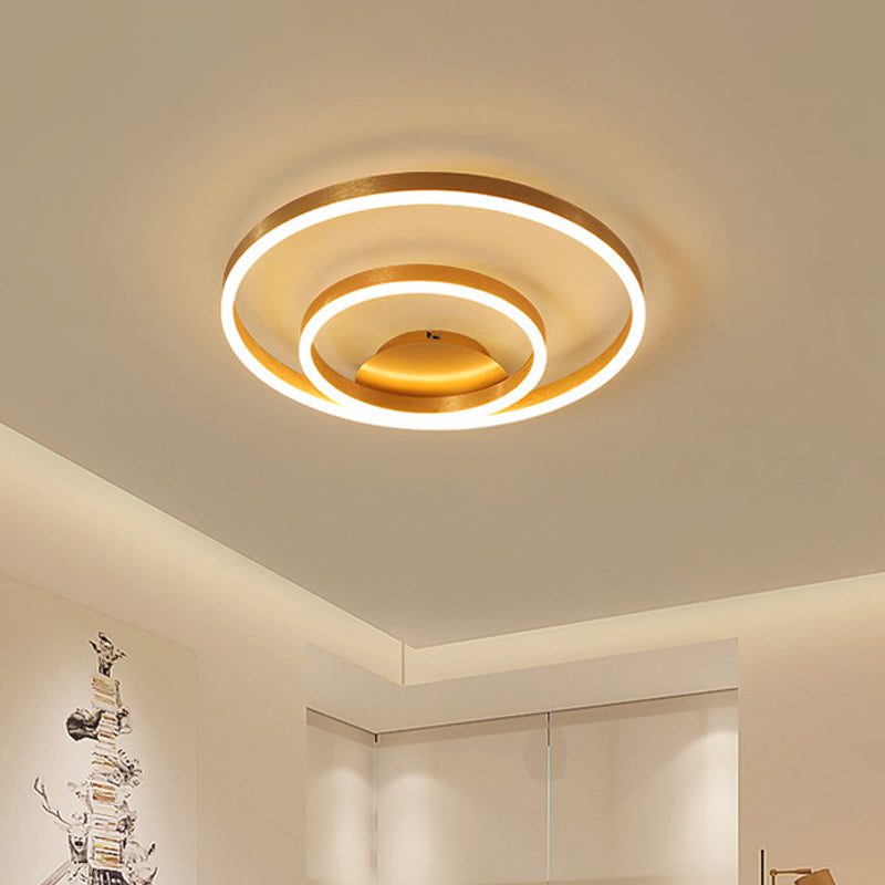 Double Circle Bedroom Flush Mount Light Acrylic Simplicity Small/Large LED Ceiling Lighting in Gold, Warm/White Light Clearhalo 'Ceiling Lights' 'Close To Ceiling Lights' 'Close to ceiling' 'Flush mount' Lighting' 1968723