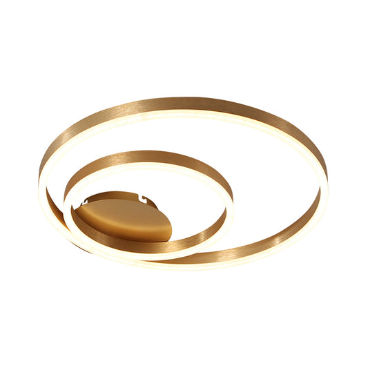 Double Circle Bedroom Flush Mount Light Acrylic Simplicity Small/Large LED Ceiling Lighting in Gold, Warm/White Light Clearhalo 'Ceiling Lights' 'Close To Ceiling Lights' 'Close to ceiling' 'Flush mount' Lighting' 1968724