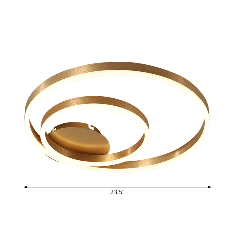 Double Circle Bedroom Flush Mount Light Acrylic Simplicity Small/Large LED Ceiling Lighting in Gold, Warm/White Light Clearhalo 'Ceiling Lights' 'Close To Ceiling Lights' 'Close to ceiling' 'Flush mount' Lighting' 1968726
