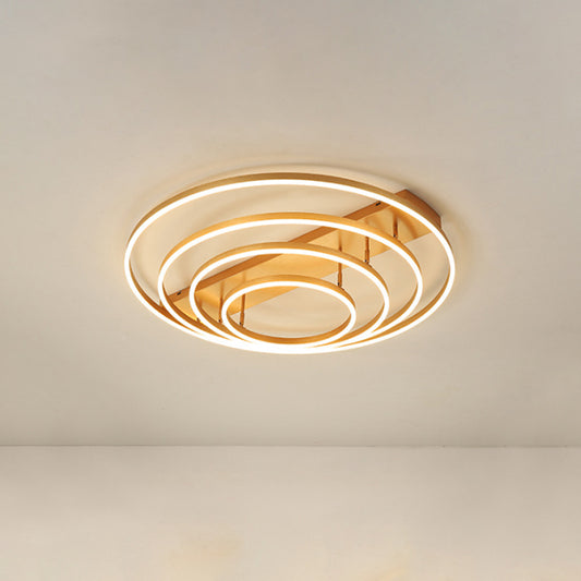 4/5 Tiers Tapered Rotating Ceiling Lamp Modern Metallic Gold Hoop LED Semi Flush Mount in Warm/White Light Clearhalo 'Ceiling Lights' 'Close To Ceiling Lights' 'Close to ceiling' 'Semi-flushmount' Lighting' 1968734