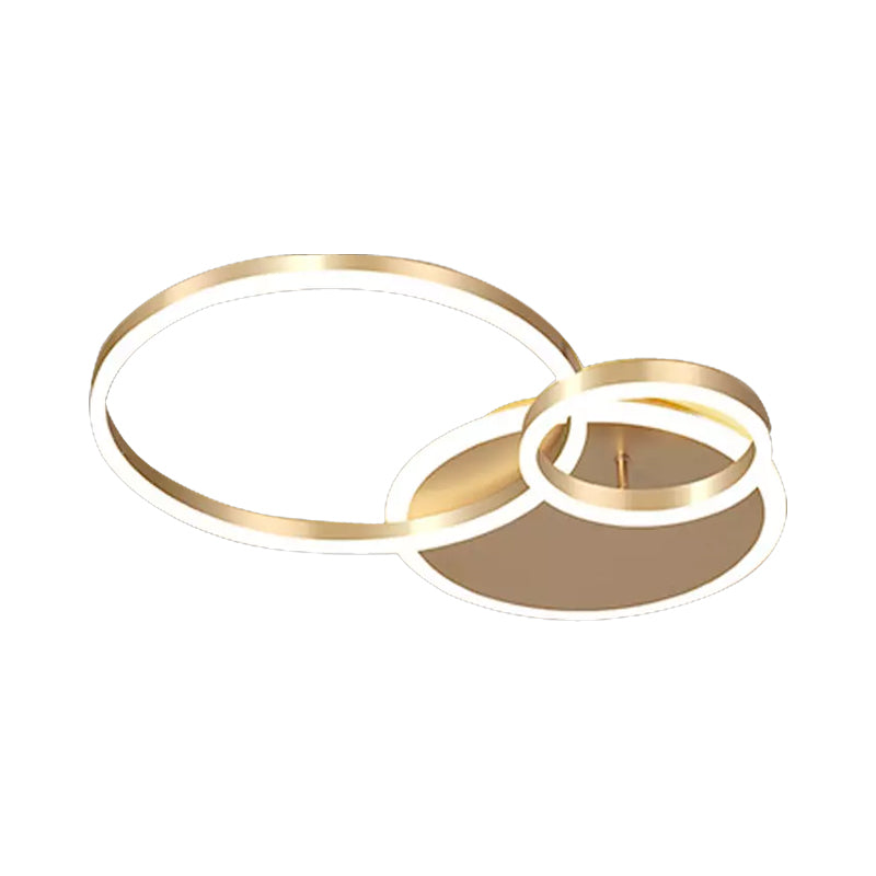 Interlocking Ring 3/5 Tiered Flushmount Metal Modern LED Semi Flush Mount Ceiling Lamp in Gold, Warm/White Light Clearhalo 'Ceiling Lights' 'Close To Ceiling Lights' 'Close to ceiling' 'Semi-flushmount' Lighting' 1968754