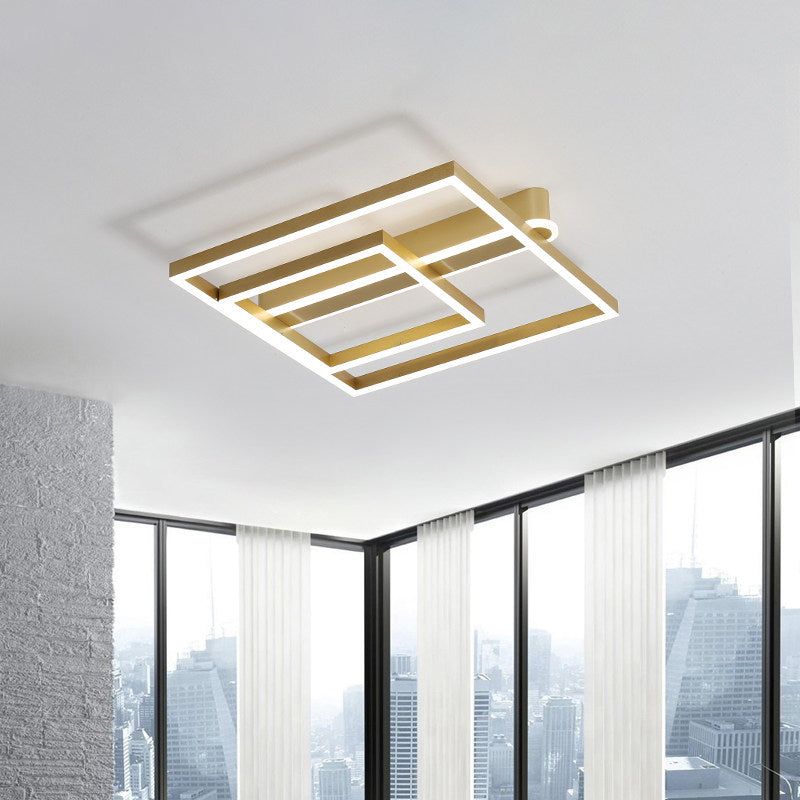 Acrylic Square Frame Ceiling Flush Simple Gold/Coffee Finish LED Flushmount Light for Bedroom Gold B Clearhalo 'Ceiling Lights' 'Close To Ceiling Lights' 'Close to ceiling' 'Flush mount' Lighting' 1968756