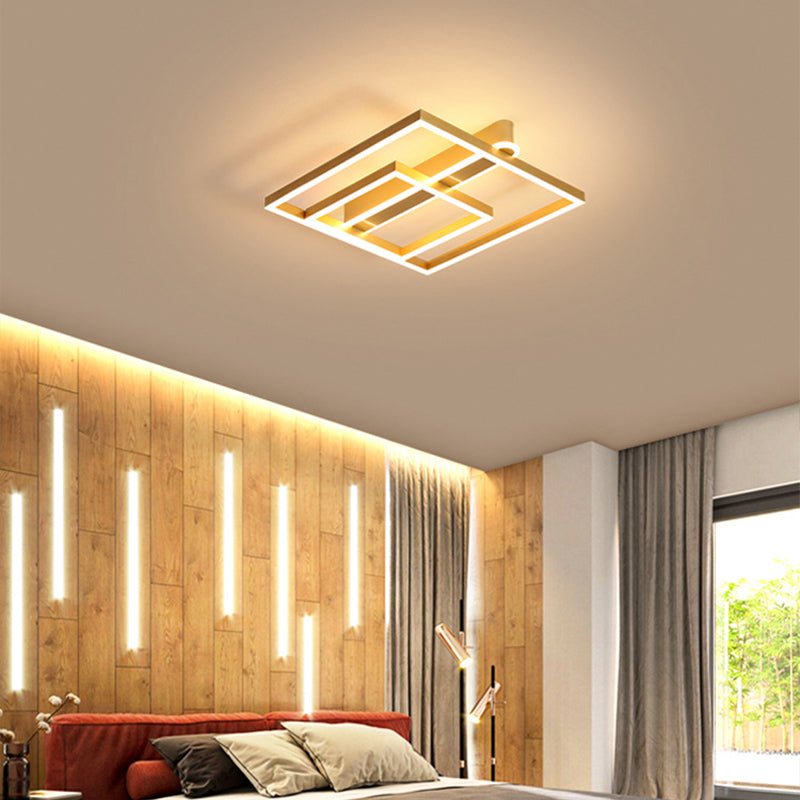 Acrylic Square Frame Ceiling Flush Simple Gold/Coffee Finish LED Flushmount Light for Bedroom Clearhalo 'Ceiling Lights' 'Close To Ceiling Lights' 'Close to ceiling' 'Flush mount' Lighting' 1968757