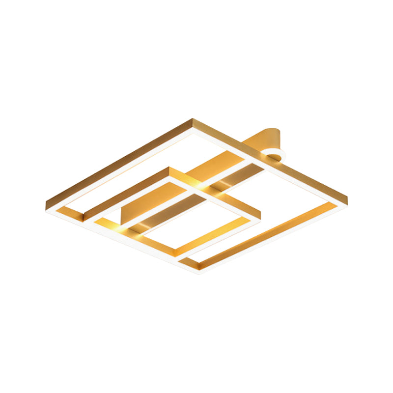 Acrylic Square Frame Ceiling Flush Simple Gold/Coffee Finish LED Flushmount Light for Bedroom Clearhalo 'Ceiling Lights' 'Close To Ceiling Lights' 'Close to ceiling' 'Flush mount' Lighting' 1968759