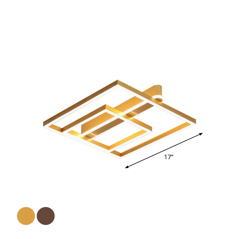 Acrylic Square Frame Ceiling Flush Simple Gold/Coffee Finish LED Flushmount Light for Bedroom Clearhalo 'Ceiling Lights' 'Close To Ceiling Lights' 'Close to ceiling' 'Flush mount' Lighting' 1968760