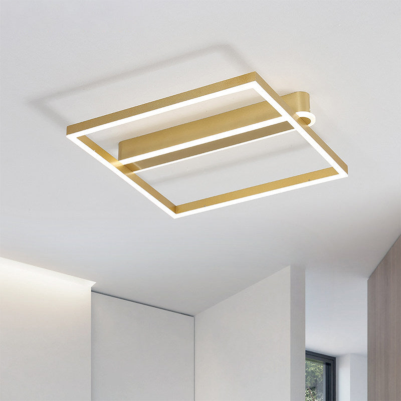 Acrylic Square Frame Ceiling Flush Simple Gold/Coffee Finish LED Flushmount Light for Bedroom Gold A Clearhalo 'Ceiling Lights' 'Close To Ceiling Lights' 'Close to ceiling' 'Flush mount' Lighting' 1968761