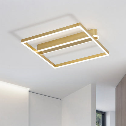 Acrylic Square Frame Ceiling Flush Simple Gold/Coffee Finish LED Flushmount Light for Bedroom Gold A Clearhalo 'Ceiling Lights' 'Close To Ceiling Lights' 'Close to ceiling' 'Flush mount' Lighting' 1968761