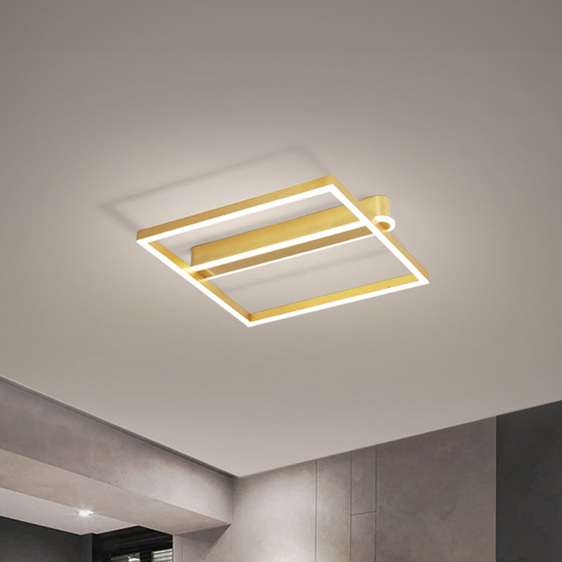 Acrylic Square Frame Ceiling Flush Simple Gold/Coffee Finish LED Flushmount Light for Bedroom Clearhalo 'Ceiling Lights' 'Close To Ceiling Lights' 'Close to ceiling' 'Flush mount' Lighting' 1968762