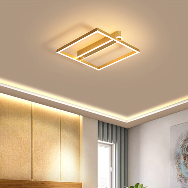 Acrylic Square Frame Ceiling Flush Simple Gold/Coffee Finish LED Flushmount Light for Bedroom Clearhalo 'Ceiling Lights' 'Close To Ceiling Lights' 'Close to ceiling' 'Flush mount' Lighting' 1968763