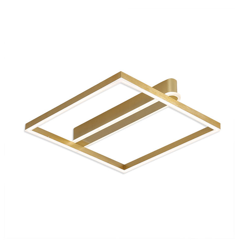 Acrylic Square Frame Ceiling Flush Simple Gold/Coffee Finish LED Flushmount Light for Bedroom Clearhalo 'Ceiling Lights' 'Close To Ceiling Lights' 'Close to ceiling' 'Flush mount' Lighting' 1968764