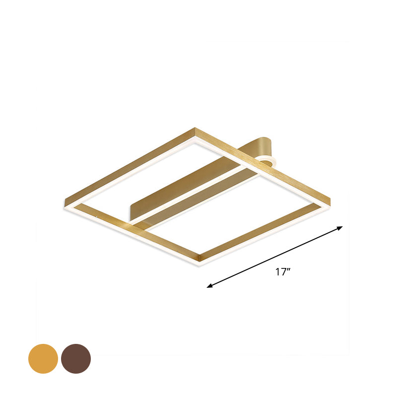 Acrylic Square Frame Ceiling Flush Simple Gold/Coffee Finish LED Flushmount Light for Bedroom Clearhalo 'Ceiling Lights' 'Close To Ceiling Lights' 'Close to ceiling' 'Flush mount' Lighting' 1968765