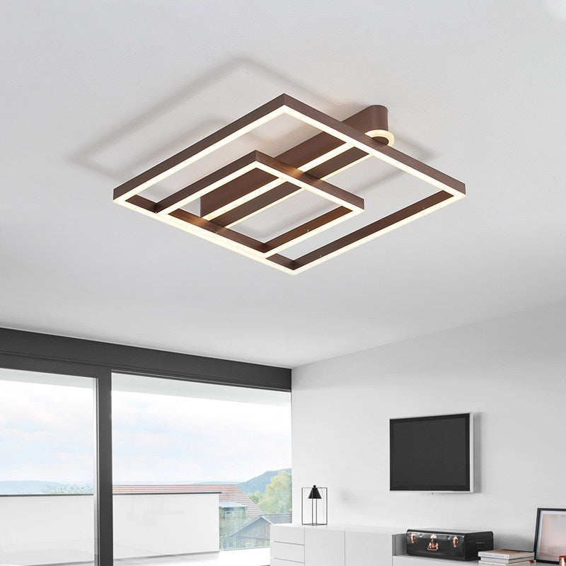 Acrylic Square Frame Ceiling Flush Simple Gold/Coffee Finish LED Flushmount Light for Bedroom Coffee B Clearhalo 'Ceiling Lights' 'Close To Ceiling Lights' 'Close to ceiling' 'Flush mount' Lighting' 1968766