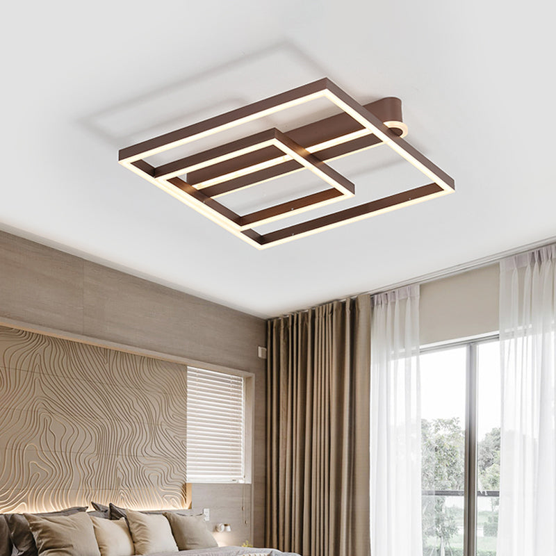 Acrylic Square Frame Ceiling Flush Simple Gold/Coffee Finish LED Flushmount Light for Bedroom Clearhalo 'Ceiling Lights' 'Close To Ceiling Lights' 'Close to ceiling' 'Flush mount' Lighting' 1968767
