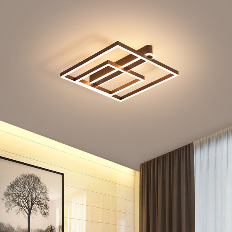 Acrylic Square Frame Ceiling Flush Simple Gold/Coffee Finish LED Flushmount Light for Bedroom Clearhalo 'Ceiling Lights' 'Close To Ceiling Lights' 'Close to ceiling' 'Flush mount' Lighting' 1968768
