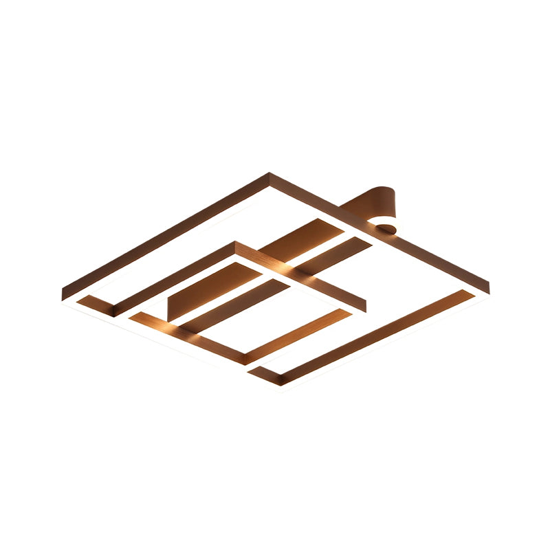 Acrylic Square Frame Ceiling Flush Simple Gold/Coffee Finish LED Flushmount Light for Bedroom Clearhalo 'Ceiling Lights' 'Close To Ceiling Lights' 'Close to ceiling' 'Flush mount' Lighting' 1968769