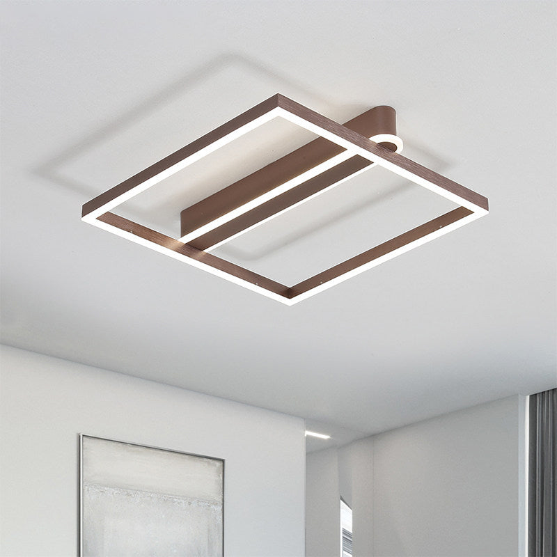 Acrylic Square Frame Ceiling Flush Simple Gold/Coffee Finish LED Flushmount Light for Bedroom Coffee A Clearhalo 'Ceiling Lights' 'Close To Ceiling Lights' 'Close to ceiling' 'Flush mount' Lighting' 1968770