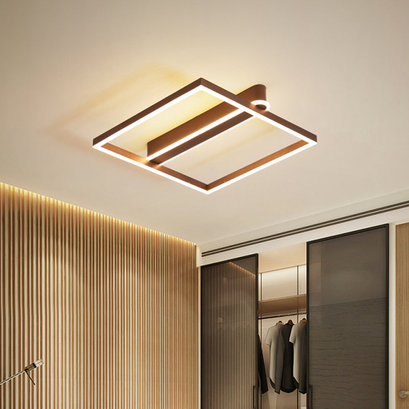 Acrylic Square Frame Ceiling Flush Simple Gold/Coffee Finish LED Flushmount Light for Bedroom Clearhalo 'Ceiling Lights' 'Close To Ceiling Lights' 'Close to ceiling' 'Flush mount' Lighting' 1968771