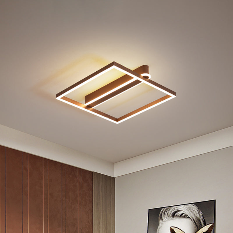 Acrylic Square Frame Ceiling Flush Simple Gold/Coffee Finish LED Flushmount Light for Bedroom Clearhalo 'Ceiling Lights' 'Close To Ceiling Lights' 'Close to ceiling' 'Flush mount' Lighting' 1968772
