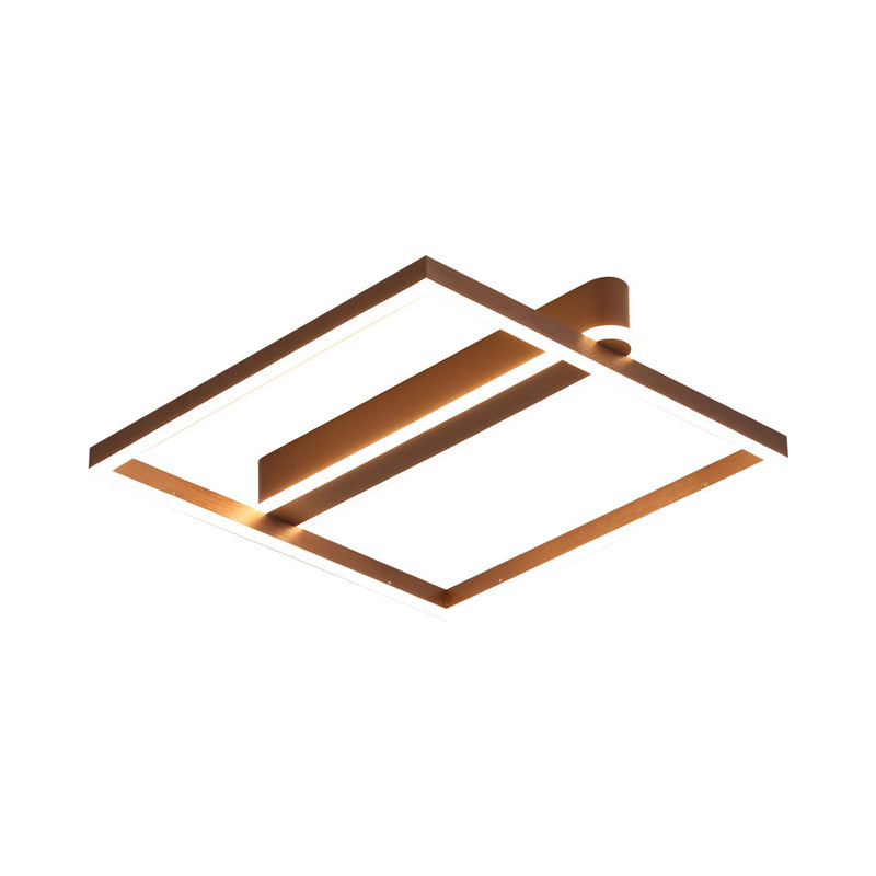Acrylic Square Frame Ceiling Flush Simple Gold/Coffee Finish LED Flushmount Light for Bedroom Clearhalo 'Ceiling Lights' 'Close To Ceiling Lights' 'Close to ceiling' 'Flush mount' Lighting' 1968773