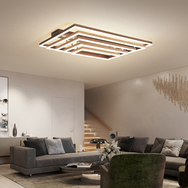 Coffee 3/4/5 Layers Semi Flush Mount Contemporary Acrylic LED Pyramid Ceiling Light in Warm/White Light Coffee 5 Tiers & Above Clearhalo 'Ceiling Lights' 'Close To Ceiling Lights' 'Close to ceiling' 'Semi-flushmount' Lighting' 1968774