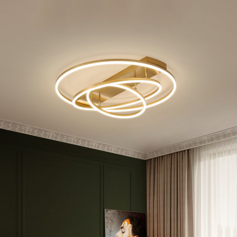 Modern 3/5 Tiered LED Ceiling Lamp Metal Bedroom Rotatable Semi Flush Mount Light in Black/Gold Gold 3 Tiers Clearhalo 'Ceiling Lights' 'Close To Ceiling Lights' 'Close to ceiling' 'Semi-flushmount' Lighting' 1968796