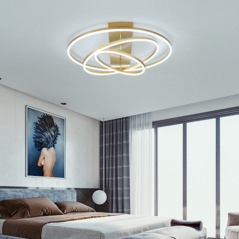 Modern 3/5 Tiered LED Ceiling Lamp Metal Bedroom Rotatable Semi Flush Mount Light in Black/Gold Clearhalo 'Ceiling Lights' 'Close To Ceiling Lights' 'Close to ceiling' 'Semi-flushmount' Lighting' 1968798