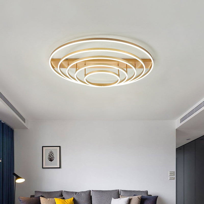 Modern 3/5 Tiered LED Ceiling Lamp Metal Bedroom Rotatable Semi Flush Mount Light in Black/Gold Clearhalo 'Ceiling Lights' 'Close To Ceiling Lights' 'Close to ceiling' 'Semi-flushmount' Lighting' 1968801
