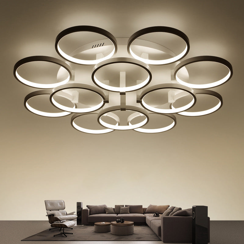 Flower-Like Circle Flush Light Modern Acrylic 9/12 Lights Living Room LED Semi Flush Ceiling Light in White Clearhalo 'Ceiling Lights' 'Close To Ceiling Lights' 'Close to ceiling' 'Semi-flushmount' Lighting' 1968805