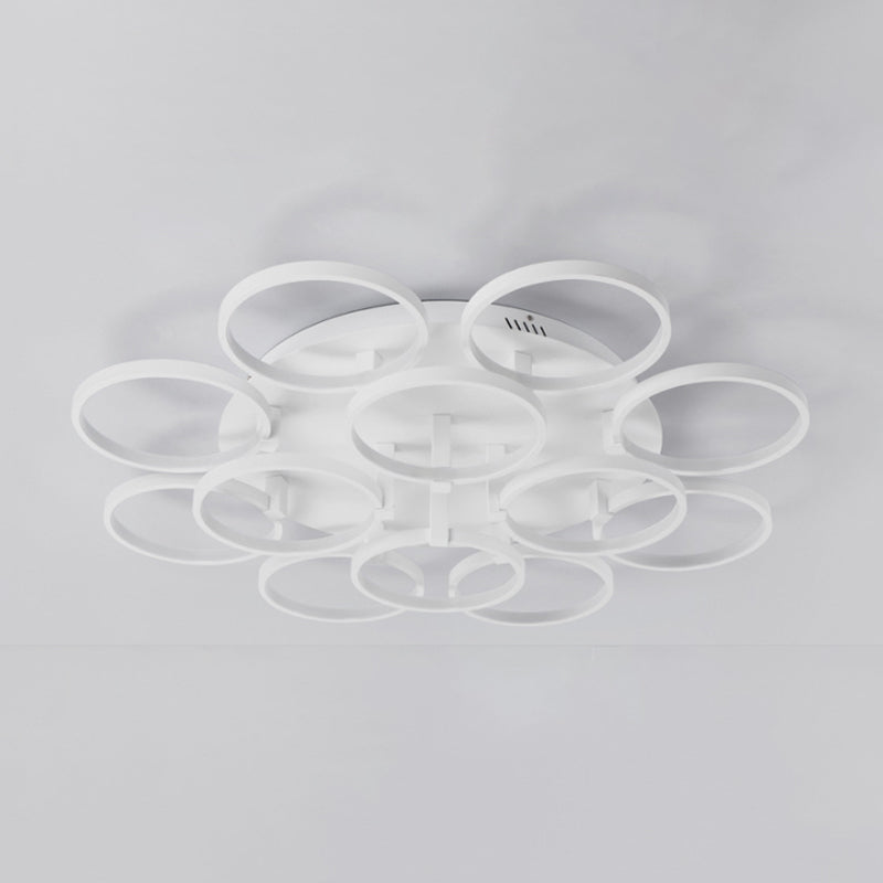 Flower-Like Circle Flush Light Modern Acrylic 9/12 Lights Living Room LED Semi Flush Ceiling Light in White Clearhalo 'Ceiling Lights' 'Close To Ceiling Lights' 'Close to ceiling' 'Semi-flushmount' Lighting' 1968806
