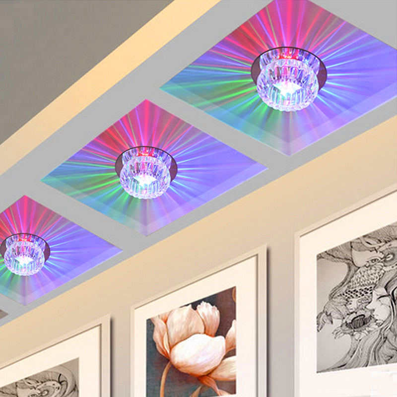 Donut Mini Corridor Ceiling Light Clear Crystal Modern LED Semi Flush Mounted Lamp in Warm/White/Multi Color Light Clearhalo 'Ceiling Lights' 'Close To Ceiling Lights' 'Close to ceiling' 'Semi-flushmount' Lighting' 1968815
