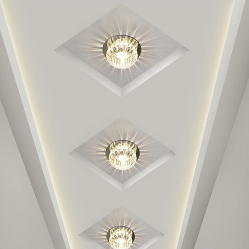 Donut Mini Corridor Ceiling Light Clear Crystal Modern LED Semi Flush Mounted Lamp in Warm/White/Multi Color Light Clear Warm Clearhalo 'Ceiling Lights' 'Close To Ceiling Lights' 'Close to ceiling' 'Semi-flushmount' Lighting' 1968817