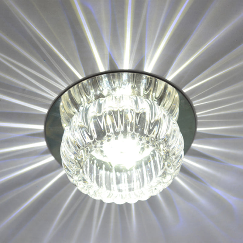 Donut Mini Corridor Ceiling Light Clear Crystal Modern LED Semi Flush Mounted Lamp in Warm/White/Multi Color Light Clearhalo 'Ceiling Lights' 'Close To Ceiling Lights' 'Close to ceiling' 'Semi-flushmount' Lighting' 1968822