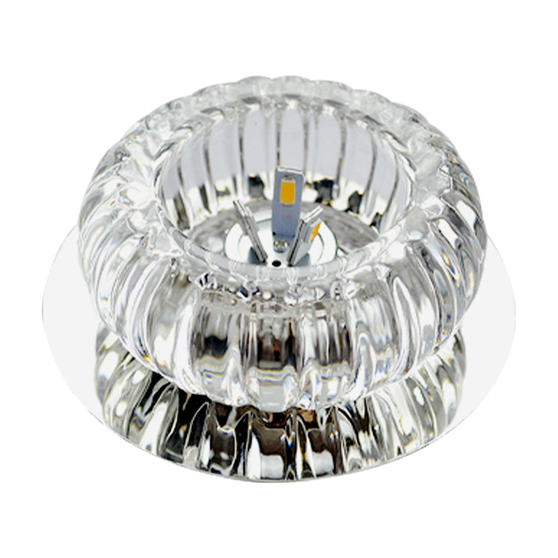 Donut Mini Corridor Ceiling Light Clear Crystal Modern LED Semi Flush Mounted Lamp in Warm/White/Multi Color Light Clearhalo 'Ceiling Lights' 'Close To Ceiling Lights' 'Close to ceiling' 'Semi-flushmount' Lighting' 1968823