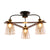 Cognac Glass Bell Semi Flush Lighting Industrial 3/5/6 Heads Living Room Ceiling Lamp in Aged Brass 3 Antique Brass Clearhalo 'Ceiling Lights' 'Chandeliers' 'Close To Ceiling Lights' 'Close to ceiling' 'Glass shade' 'Glass' 'Semi-flushmount' Lighting' 1968853