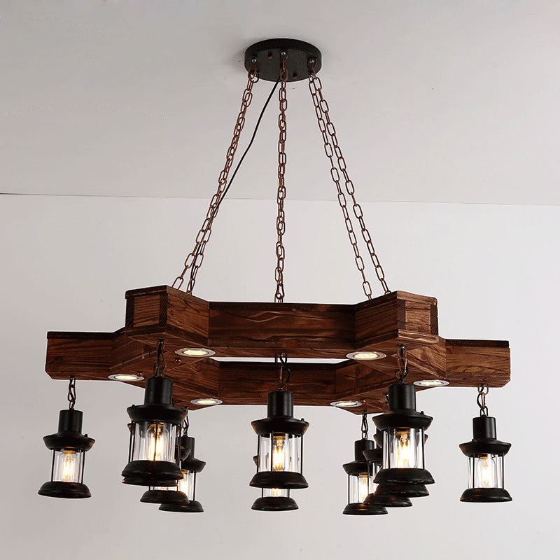Wood Black Chandelier Lamp Tree/Rudder 15 Heads Industrial Suspension Lighting Fixture Clearhalo 'Carpenter Chandeliers' 'Ceiling Lights' 'Chandeliers' 'Industrial Chandeliers' 'Industrial' 'Middle Century Chandeliers' 'Modern' 'Tiffany' Lighting' 1968866