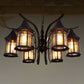Black 3/5/6 Heads Ceiling Light Industrial Clear Glass Lantern Chandelier Light Fixture Clearhalo 'Ceiling Lights' 'Chandeliers' 'Glass shade' 'Glass' 'Industrial Chandeliers' 'Industrial' 'Middle Century Chandeliers' 'Tiffany' Lighting' 1968877