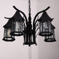 Black 3/5/6 Heads Ceiling Light Industrial Clear Glass Lantern Chandelier Light Fixture 5 Black Clearhalo 'Ceiling Lights' 'Chandeliers' 'Glass shade' 'Glass' 'Industrial Chandeliers' 'Industrial' 'Middle Century Chandeliers' 'Tiffany' Lighting' 1968881