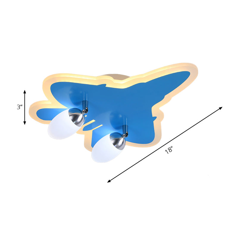 Cartoon Airplane Flush Mount Ceiling Light Acrylic Ceiling Light Fixture in Blue for Kindergarten Clearhalo 'Ceiling Lights' 'Close To Ceiling Lights' 'Close to ceiling' Lighting' 196890