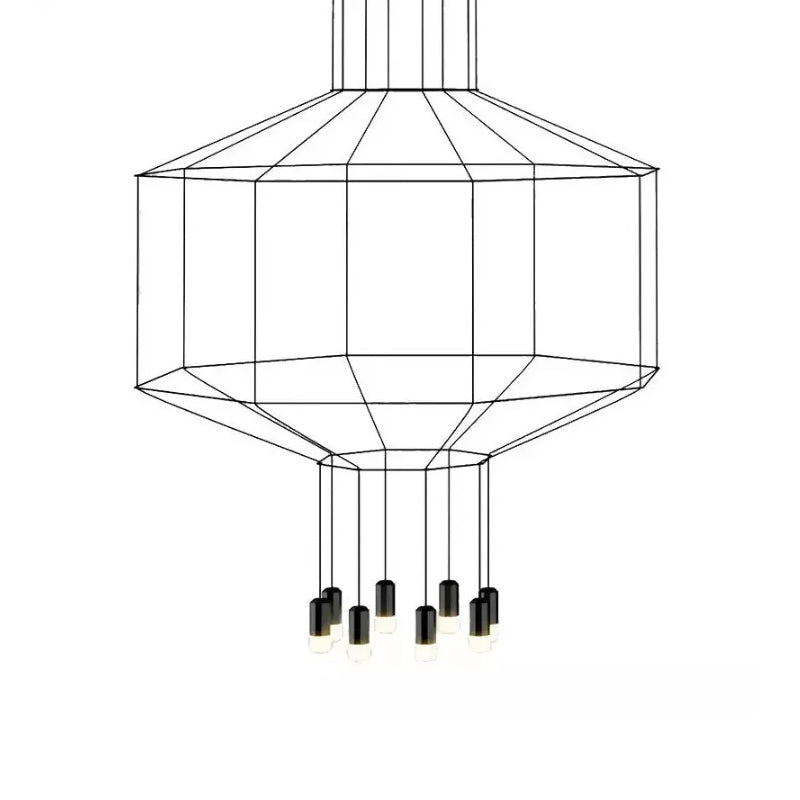 4/6/8 Heads Iron Pendant Light Industrial Black Hexagonal/Long Column 3D Structure Dining Room Chandelier Clearhalo 'Cast Iron' 'Ceiling Lights' 'Chandeliers' 'Industrial Chandeliers' 'Industrial' 'Metal' 'Middle Century Chandeliers' 'Rustic Chandeliers' 'Tiffany' Lighting' 1969011