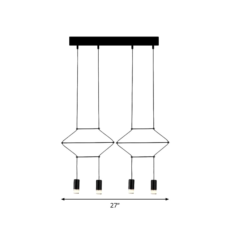 4/6/8 Heads Iron Pendant Light Industrial Black Hexagonal/Long Column 3D Structure Dining Room Chandelier Clearhalo 'Cast Iron' 'Ceiling Lights' 'Chandeliers' 'Industrial Chandeliers' 'Industrial' 'Metal' 'Middle Century Chandeliers' 'Rustic Chandeliers' 'Tiffany' Lighting' 1969022
