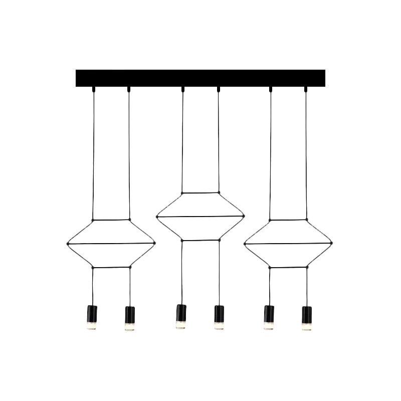 4/6/8 Heads Iron Pendant Light Industrial Black Hexagonal/Long Column 3D Structure Dining Room Chandelier 6 Black Hexagon Clearhalo 'Cast Iron' 'Ceiling Lights' 'Chandeliers' 'Industrial Chandeliers' 'Industrial' 'Metal' 'Middle Century Chandeliers' 'Rustic Chandeliers' 'Tiffany' Lighting' 1969023