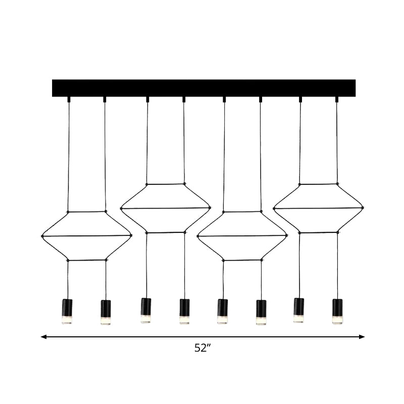 4/6/8 Heads Iron Pendant Light Industrial Black Hexagonal/Long Column 3D Structure Dining Room Chandelier Clearhalo 'Cast Iron' 'Ceiling Lights' 'Chandeliers' 'Industrial Chandeliers' 'Industrial' 'Metal' 'Middle Century Chandeliers' 'Rustic Chandeliers' 'Tiffany' Lighting' 1969029